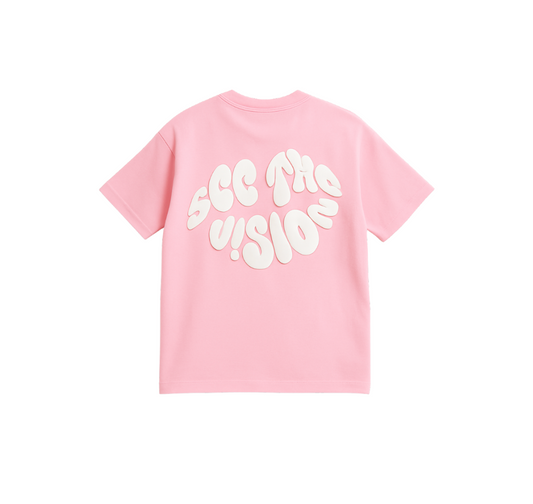 PINK KISS PUFF PRINT T SHIRT